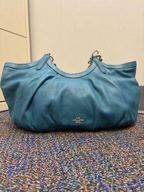 Coach Lily Teal Pebbled Leather Shoulder Hobo